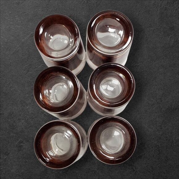 6 Vintage Culver Highball Glasses Tortoiseshell Brazilian Brown 22K Gold Barware - Picture 5 of 10